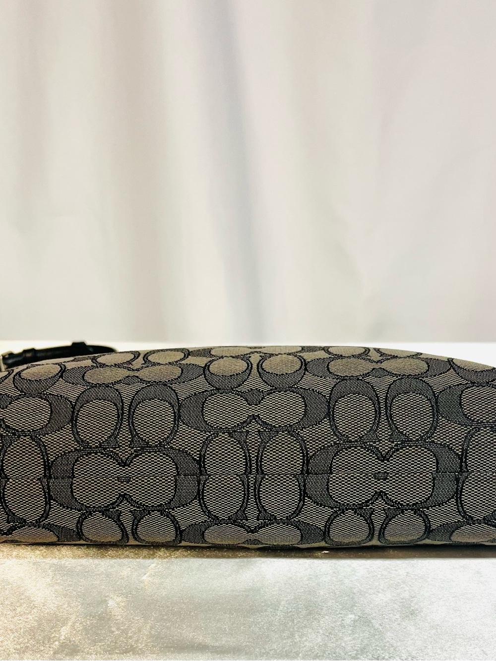 Coach Signature File Crossbody Bag F32203 Charcoal Black Jacquard Leather Trim - Picture 6 of 16